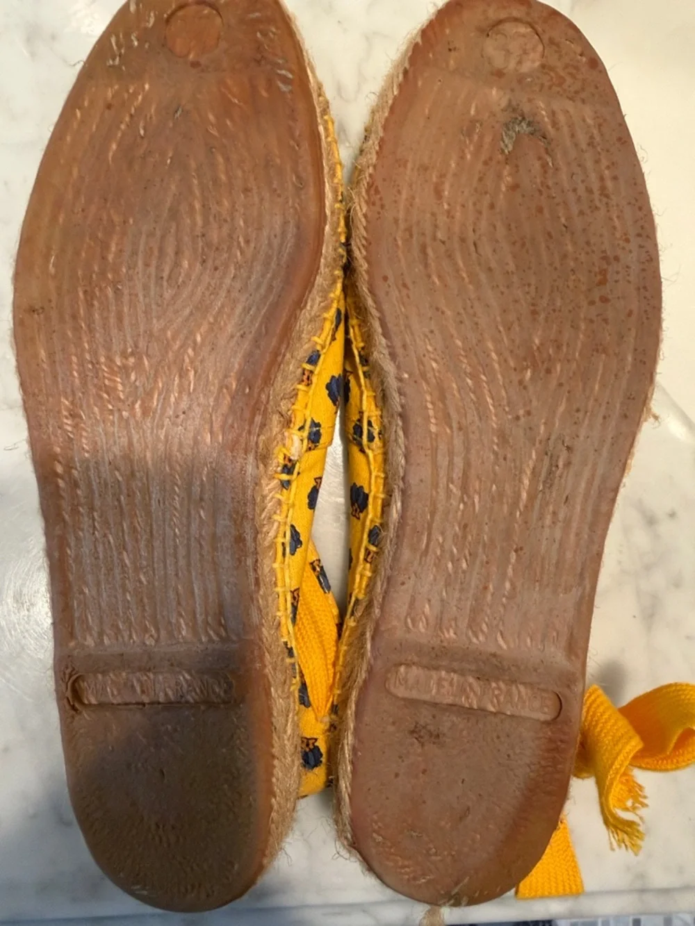 Yellow Floral Espadrille Flats with Ankle Tie